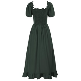 Scarlet Darkness Renaissance Dress Women 2024 Fall Corset Dress Green Puff Sleeve Dress Green S