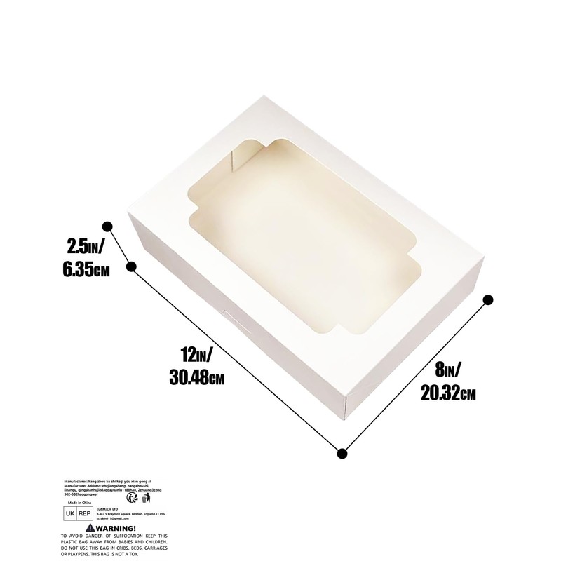 Gcardist Auto-pop Up White 30.5x20.3x6.4cm 6Pcs Cookie Box with Window