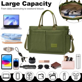 Tokeya Women's Corduroy Shoulder Bag, Large Tote Bag with Multiple Pocket Compartments, Corduroy Shopper Bag, Women's Crossbody Bag, Women's Shoulder Bag for Work, Office, Travel, Shopping, School,