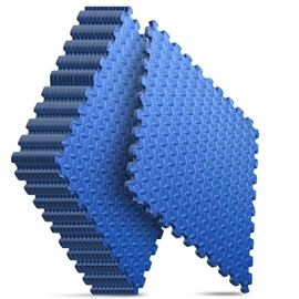 Home Gym Mat, Puzzle Exercise Mat, EVA Interlocking Foam Floor Tiles for Home Workout Equipment and Kids' Play Areas - Blue, 24 in x 24 in x ½ in - 12 Tiles (Blue, 12 Pack 48 sq ft)