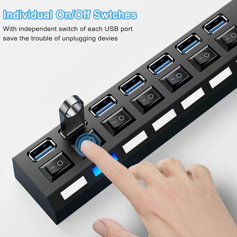 USB Hub 3.0, VIENON 7-Port USB Extender Splitter with Individual