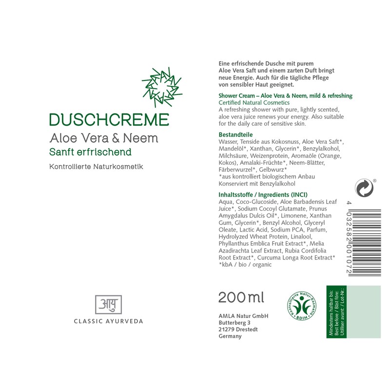 Duschcreme, bio - Classic Ayurveda