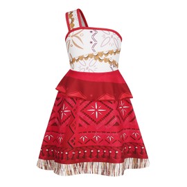 AmzBarley Princess Dress Up for Girls Ocean Adventure Costume for Kids Toddler Birthday Party Clothes (Red 2, 4-5 Years)