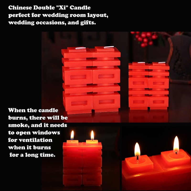 ZINGZIHOME Chinese Wedding Candles Red Traditional Double Happiness Candle 1