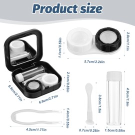 Classicseali 2pcs Travel Contact Lens Case Kit, Portable Contact Lens Case with Contact Lens Applicator Tool and Mirror Solution Bottle for Daily Vision Care and Outdoor Use, Travel Size (Black)