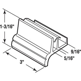 Shower Door Bottom Guide, 3-Inches, Vinyl, Clear, Snap-In Installation
