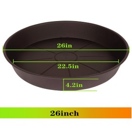 Angde 2 Pack of Plant Saucer 24 25 inch (23 Inch Base), Deep Heavy Duty Plastic Plant Saucers 25" Round, Flower Plant Trays for Indoors Outdoor, Plant Drip Tray for Planter 22-26" (Chocolate Brown)