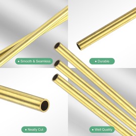 M METERXITY 3-Pack 300mm Brass Round Tube, 4mm OD 0.5mm Wall Thickness H65 Brass Seamless Tubing for Construction/Machining/DIY Crafting, Metal Straight Pipe [0.16x0.02x11.8IN]
