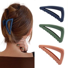 IYOU French Matte Hair Claw Green Triangle Plastic Hair Claw Clips Medium Nonslip Outdoor Hair Jaw Clips for Women and Girls(3Pcs)