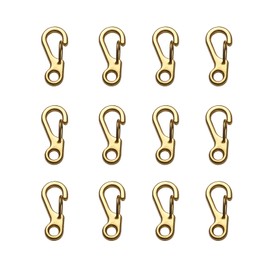 Mini Carabiner Clip Spring Snap Hook Buckle Clasps for Paracord Keychain Backpack Bottle Outdoor Camping Accessories (12Pcs Gold)