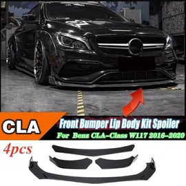 dtangor Front Bumper Lip Spoiler For Mercedes W117 CLA200 CLA250 2016-2020 Glossy Black
