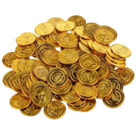 XSAJU 100 Pcs Gold Coins Set Pirate Coin Toy Money Board Game Cosplay Props Pirate Game (100 Gold Coins)