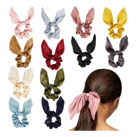 Scrunchies Satén Elastic Hair Bow HomeChi 12 Colores Cabello Mujer                                                                                    