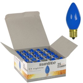 Sunlite 7C9/B Incandescent 7-Watt, Intermediate Based, C9 Night Light Colored Bulb, Blue, 25 Pack