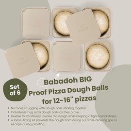 Babadoh BIG Pizza Dough Proofing Silicone Containers with Lids | Pizza Making Accessories | The Perfect Pizza | Set of 6 | Dough Color | Big Size (make 12"-16" Pizzas)