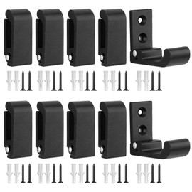 SNOMEL 10 Pieces Aluminum Alloy Folding Coat Wall Hooks with Screw, Heavy Duty Foldable Flip Down Hook, Space-Saving Folding Wall Hanger for Hanging Towel Hat Backpack (Black)