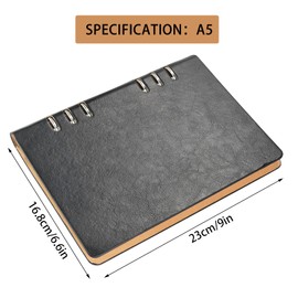 SIMDAO A5 Notebook, PU Leather Cover Notebook, 6 Holes Refillable Notebook, Hardcover Diary Notebook, Lined Notebook for Bussiness Travel Writing Office，100Pages/200Sheets
