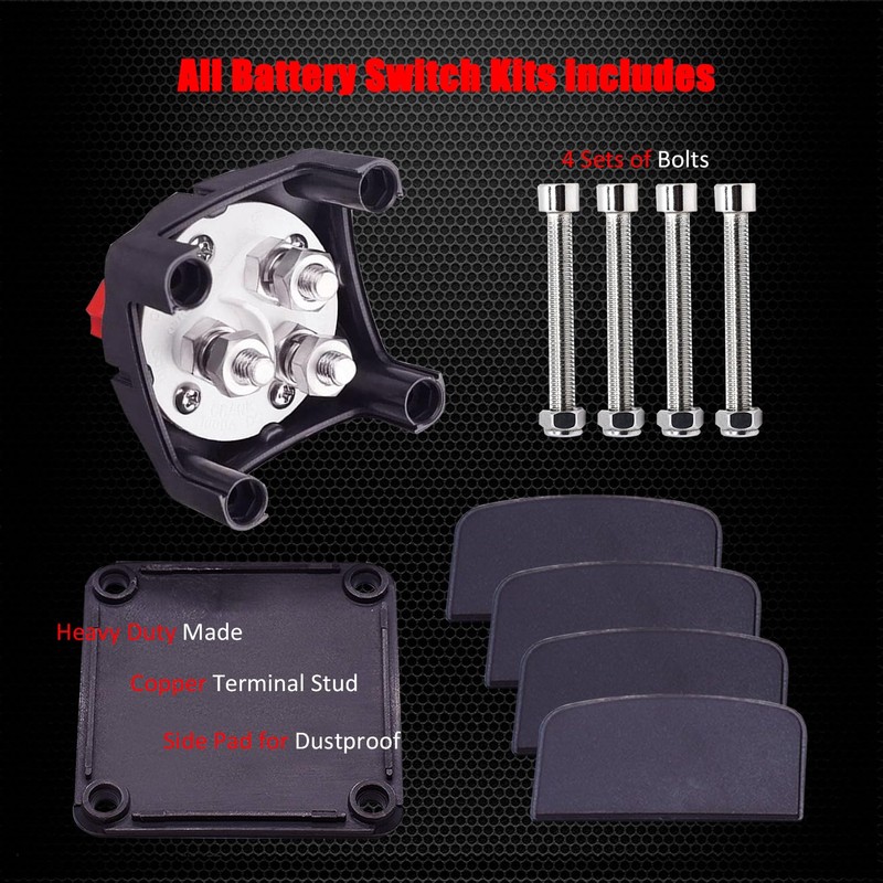 Ampper 1-2-Both-Off Battery Switch 12V - 48V, Marine Battery Disconnect