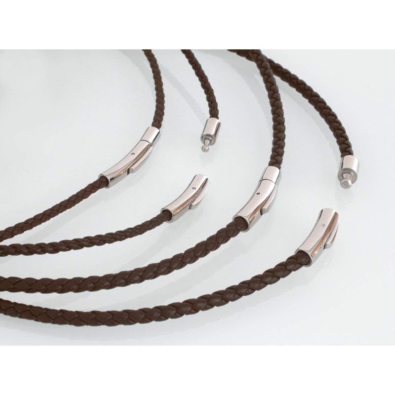 Fly Style Brown Braided Faux Leather Necklace with Stainless Steel
