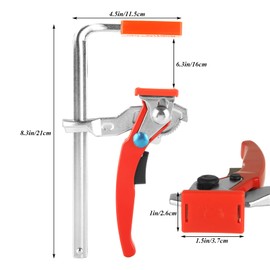 LANIAKEA 2PCS Ratcheting Table Clamp Quick Bar Clamp with 0~6" Clamping Range 2-3/8" Throat Depth Ratchet Guide Rail F Clamp for MFT Table and Guide Rail System