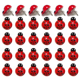 30 Pieces Ladybugs Push Pins Cute Thumb Tack Creative Pushpins Decorative Ladybug Drawing Pins for Photos Wall, Maps, Bulletin Board, Cork Boards, Whiteboard, Office or Home (Ladybugs)