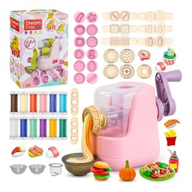 41 Piezas Juguetes de Cocina, Juego Trastes de Juguete con 12 Masa, 3 en 1 Máquina para Hacer Helados, Fideos, Hamburguesas, Regalos de Navidad Cumple