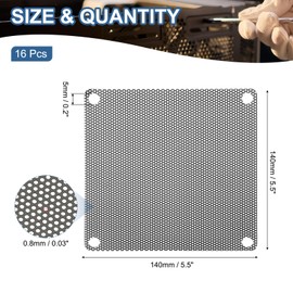 PATIKIL 140mm/5.5" PC Fan Dust Mesh, 16 Pack PVC Computer Cooler Dust Filter PC Case Dust Cover Grills for Computer Cooler Fan PC Case Dustproof, White