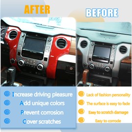 LLKUANG ABS Center Console air Conditioning air Outlet Decoration Frame Cover Trim for Toyota Tundra 2014-2020 Modification Accessories (Red)