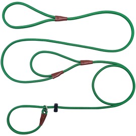 YUCFOREN Double Handle Slip Lead 8FT Dog Leash, Anti Choke 1/4" Nylon Rope Training Leash, Traffic Handle No-Pull Control Leash for Small Medium Animals Walking（8FT*1/4", Dark Green）