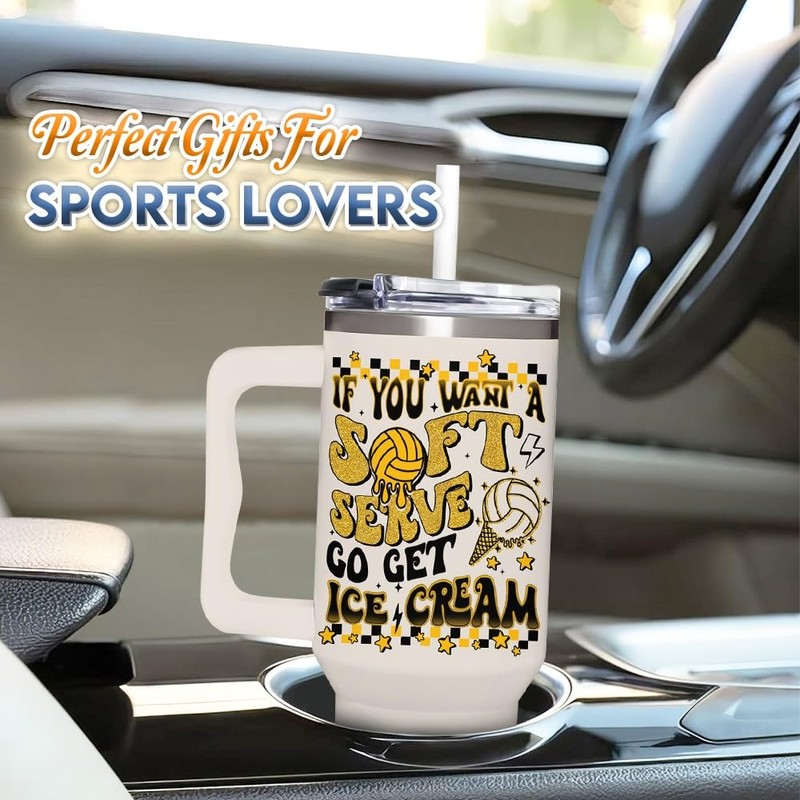 AT2Z GLOBAL Insulated Volleyball Tumbler, 40 oz, Double Wall Vacuum