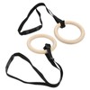 1 Pair Wooden Gymnastic Rings with Adjustable Buckle Straps 330lbs