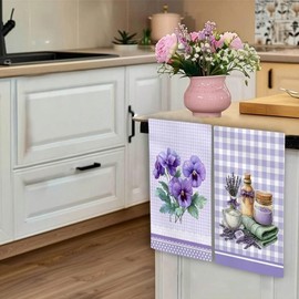 Disoza Hello & Yellow Daisy 24 * 16 inch Microfiber Kitchen Towels, 2 Pack,Reusable Paper Tea Rags Hand Wash Cloths Dish Cleaning Towels for Kitchen Essentials Accesorios and Dishcloths Sets Rags