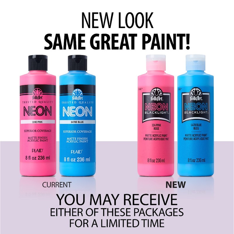 FolkArt Neon Blacklight Acrylic Paint, 2 oz., Red