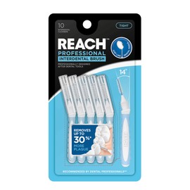 Reach Interdental Brush Cleaners, 1mm, Tight, Sensitive Gum Protection, Plaque Remover for Teeth, Braces Flossers, Braces Brush, Dental Toothbrushes, Oral Care, 1 Pack, 10 Count