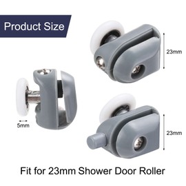 uxcell 8 Pcs Shower Door Rollers, 23mm Dia ABS Bathroom Glass Door Top Bottom Rollers Runners for 4-5mm Glass Door, Kitchen Sliding Door Pulleys Wheels Replacement with Screw, Gray