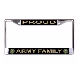 PROUD ARMY FAMILY USA MADE CHROME LICENSE PLATE FRAME