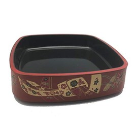 JapanBargain 4073, Japanese Traditional Serving Tray Oke for Sushi Sashimi Soba Noodle Poke Unagi Don Donburi Chirashi, 9-Inch, Red/Black