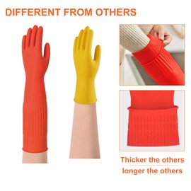 North Tower Rubber Gloves Kitchen Cleaning For Washing Dishing Kithchen, warmming Heat Resistant Dishwashing Gloves,18",2 Pairs Small