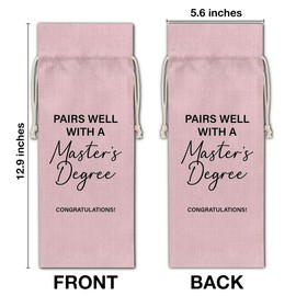 RNYJJ Masters Degree Wine Bag Graduation Gifts for Masters Graduates University College Grad (1PC-Pink)