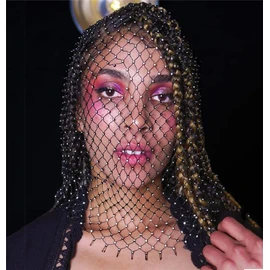 Mesh Rhinestone Masquerade Masks Full Face Veils See Through Headscarfs Headwear Turban Crystal Headbands Head Covers Wraps