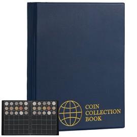 Coin Albums - Coin Book 10 Pages Coin Collection Holder Letter Size Coin Storage Book Pocket CS02 (Pocket Size 1.2x1.1 in/30x28mm[420 pockets total], Prussian Blue)