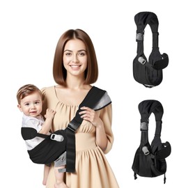 Baby Sling Carrier,Toddler Carrier, 2025 New Baby Sling with Waist Harness,Portable and Lightweight Sling,Non-Slip Hip Seat Carrying 25-60lbs(Black)