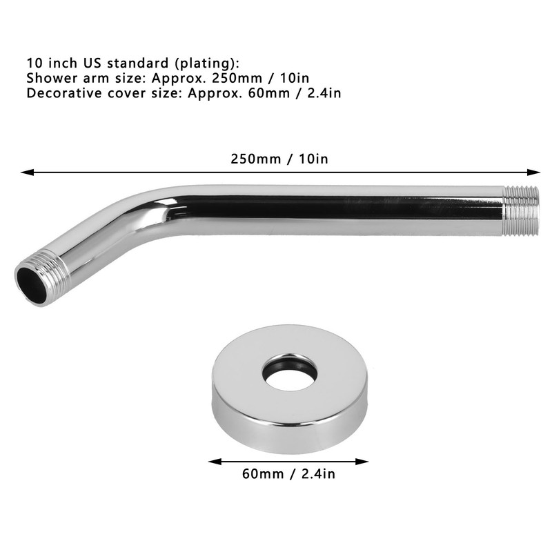 Shower Head Arm Stainless Steel Round Concealed NPT Shower Head