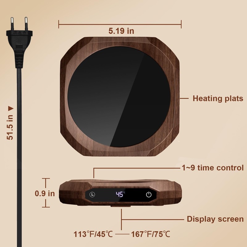 Coffee Warmer, Electric Coffee Warmer for Desk with 3 Temperature