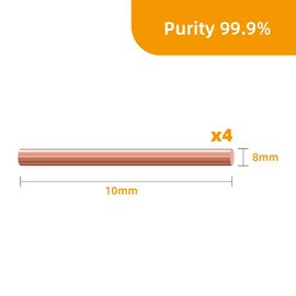 RRRST 4pcs Pure Copper Rods 5 mm x 100 mm, Length 100 mm, Diameter 8 mm, Copper Purity 99.9%, Round Rod Made of Pure Copper for Crafts DIY Jewellery Model