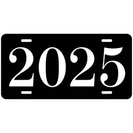 2025 Year Black Flat Novelty Car License Plate