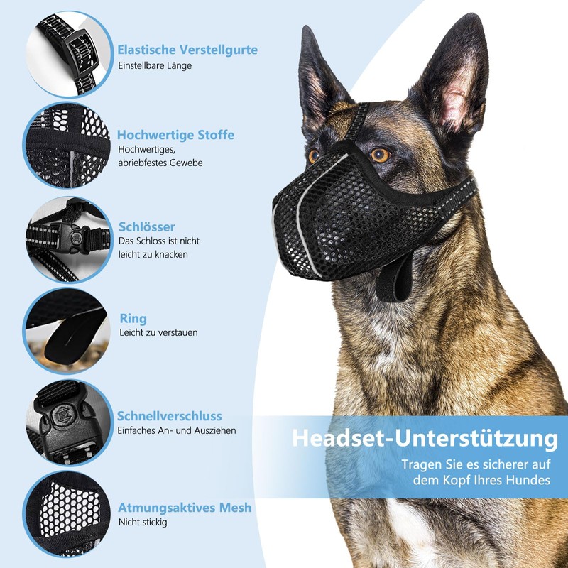 Lcyen Muzzle for Large Dogs, Prevent Eating/Chewing/Biting Dog Muzzle, Breathable,
