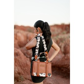 Wrangler Tote Bag for Women Western Cow Print Purse Top Handle Handbags with Signature Strap WG102-8120SBR