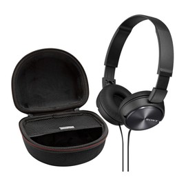 Sony MDR-ZX310AP ZX Series Stereo Headset (Black) Bundle with Headphone Case (2 Items)