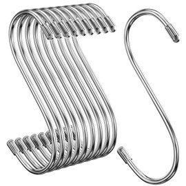 10 PCS Stainless Steel S Hooks, 3.54 Inch Heavy-Duty S Hooks for Hanging Plants, Pot, Clothes, Cups